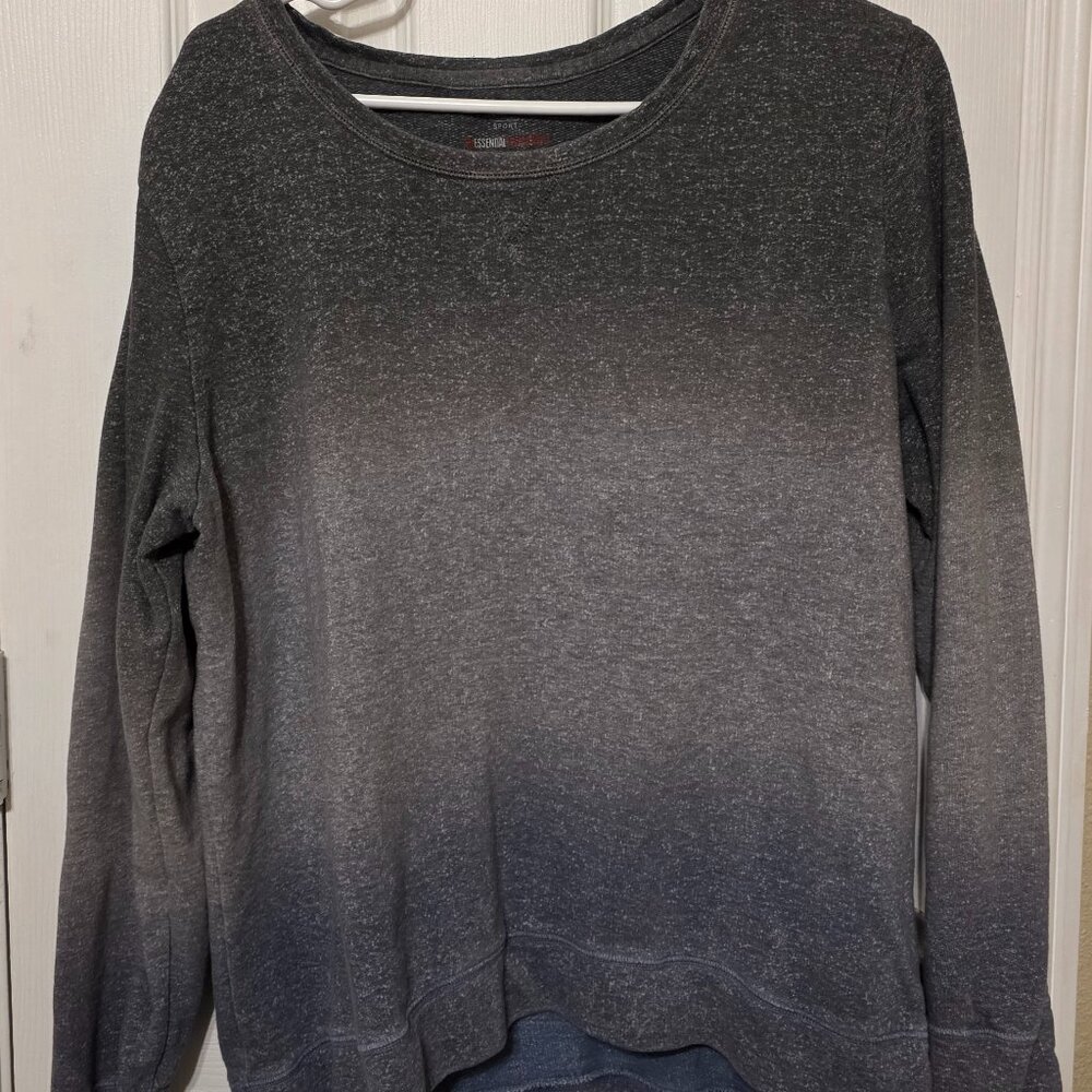 Style & Co Sport The Essential Sweatshirt XL Monochrome Gray and Blue